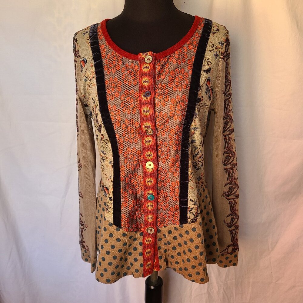 Vintage Lulu H Tatto Sleeve Cardigan | Size Medium/Large